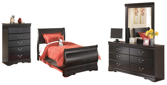 Huey Vineyard Full Sleigh Bed with Mirrored Dresser and Chest Rent Wise Rent To Own Jacksonville, Florida