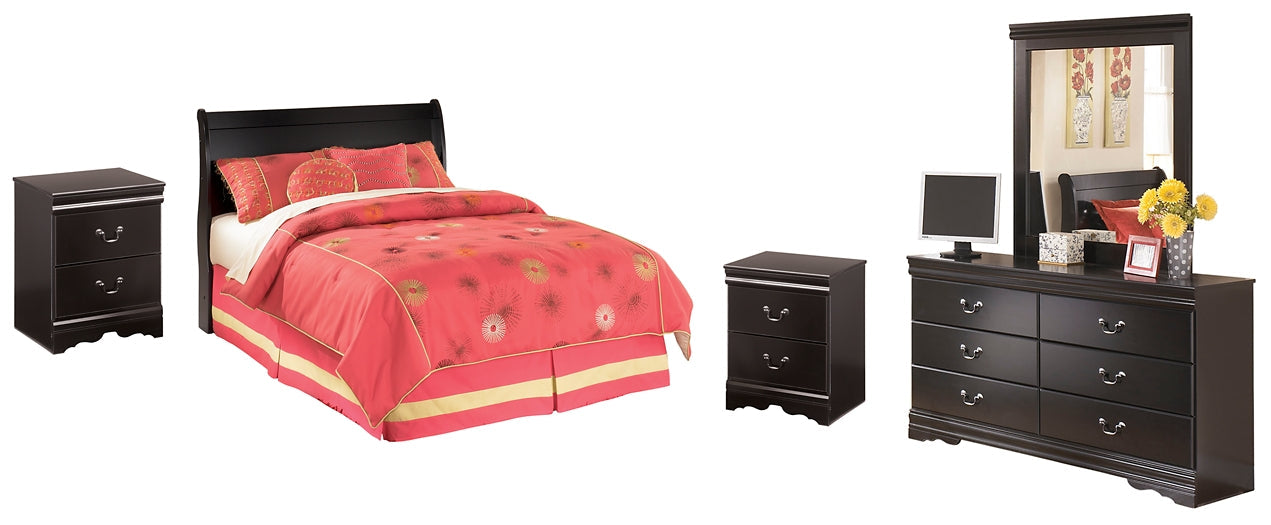 Huey Vineyard Full Sleigh Headboard with Mirrored Dresser and 2 Nightstands Rent Wise Rent To Own Jacksonville, Florida