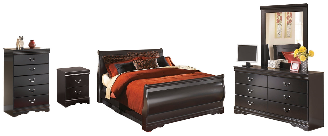 Huey Vineyard Queen Sleigh Bed with Mirrored Dresser, Chest and Nightstand Rent Wise Rent To Own Jacksonville, Florida