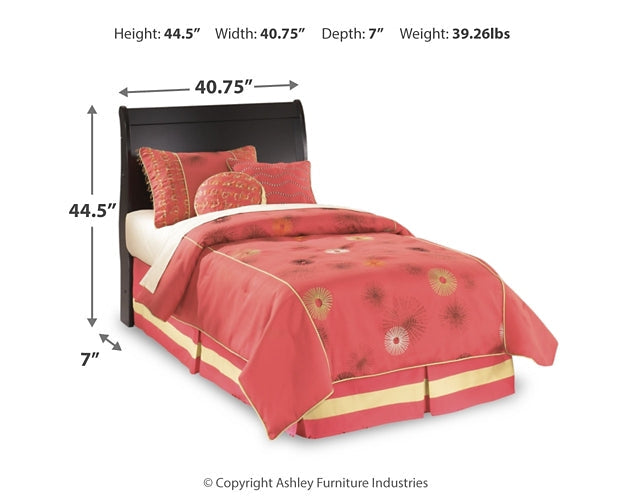 Huey Vineyard Twin Sleigh Headboard with Mirrored Dresser, Chest and Nightstand Rent Wise Rent To Own Jacksonville, Florida