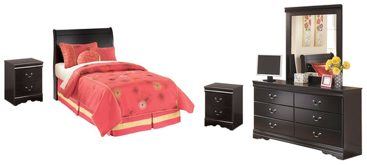 Huey Vineyard Twin Sleigh Headboard with Mirrored Dresser and 2 Nightstands Rent Wise Rent To Own Jacksonville, Florida