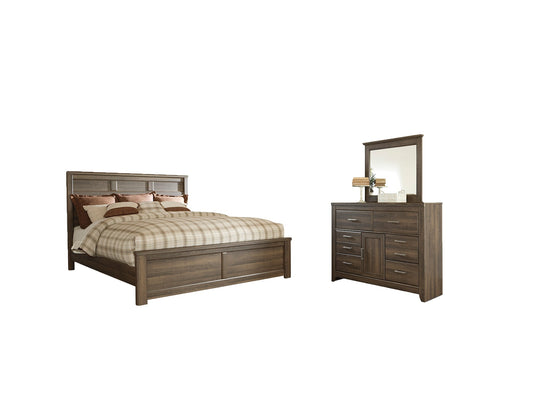 Juararo Queen Panel Bed with Mirrored Dresser Rent Wise Rent To Own Jacksonville, Florida