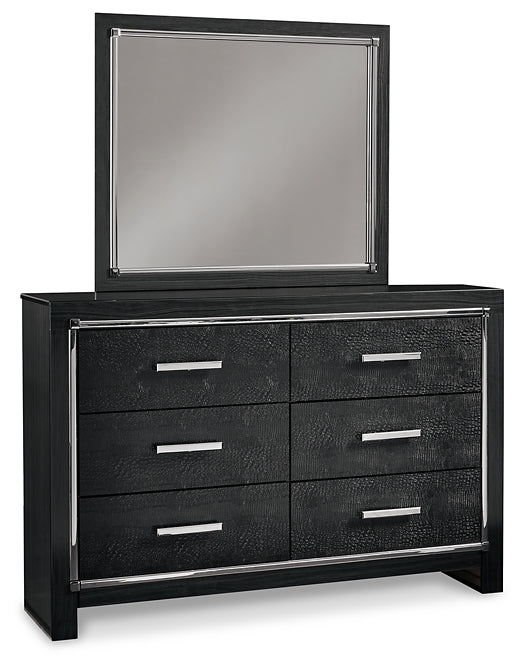 Kaydell King Panel Bed with Storage with Mirrored Dresser and Chest Rent Wise Rent To Own Jacksonville, Florida