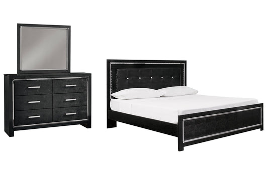 Kaydell King Upholstered Panel Bed with Mirrored Dresser Rent Wise Rent To Own Jacksonville, Florida