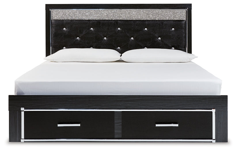 Kaydell King Upholstered Panel Storage Bed with Mirrored Dresser Rent Wise Rent To Own Jacksonville, Florida