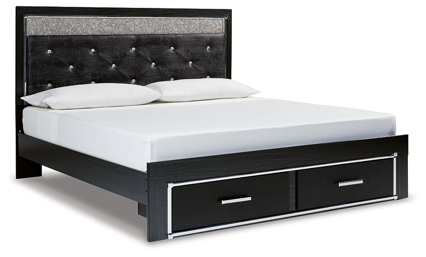 Kaydell King Upholstered Panel Storage Bed with Mirrored Dresser Rent Wise Rent To Own Jacksonville, Florida