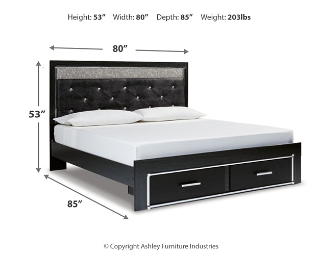 Kaydell King Upholstered Panel Storage Bed with Mirrored Dresser Rent Wise Rent To Own Jacksonville, Florida