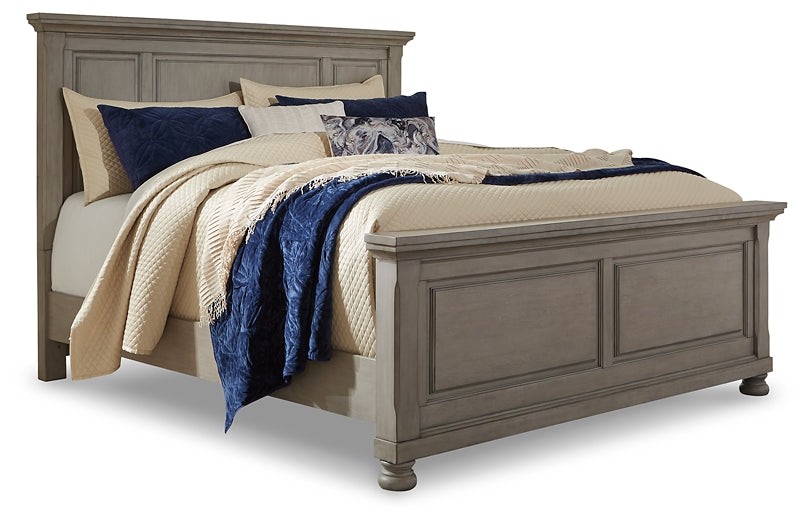 Lettner California King Panel Bed with Mirrored Dresser, Chest and 2 Nightstands Rent Wise Rent To Own Jacksonville, Florida