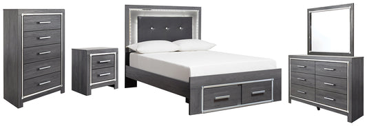 Lodanna Full Panel Bed with 2 Storage Drawers with Mirrored Dresser, Chest and Nightstand Rent Wise Rent To Own Jacksonville, Florida