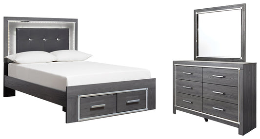 Lodanna Full Panel Bed with 2 Storage Drawers with Mirrored Dresser Rent Wise Rent To Own Jacksonville, Florida