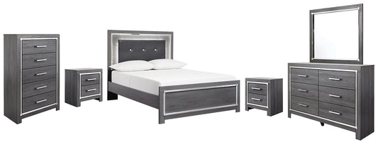 Lodanna Full Panel Bed with Mirrored Dresser, Chest and 2 Nightstands Rent Wise Rent To Own Jacksonville, Florida