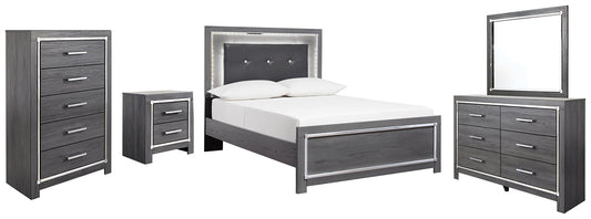 Lodanna Full Panel Bed with Mirrored Dresser, Chest and Nightstand Rent Wise Rent To Own Jacksonville, Florida