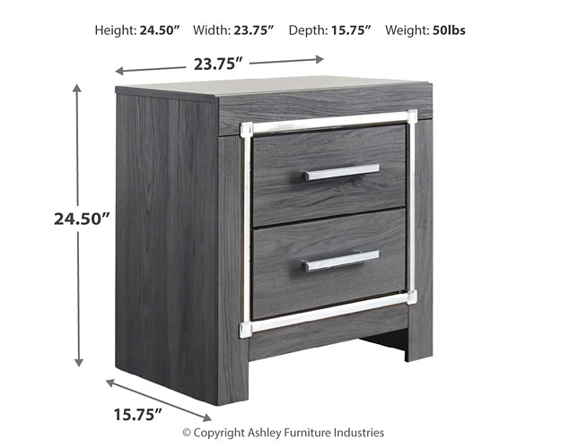 Lodanna King Panel Bed with 2 Storage Drawers with Mirrored Dresser, Chest and Nightstand Rent Wise Rent To Own Jacksonville, Florida