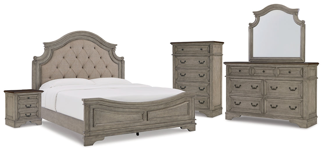 Lodenbay California King Panel Bed with Mirrored Dresser, Chest and Nightstand Rent Wise Rent To Own Jacksonville, Florida