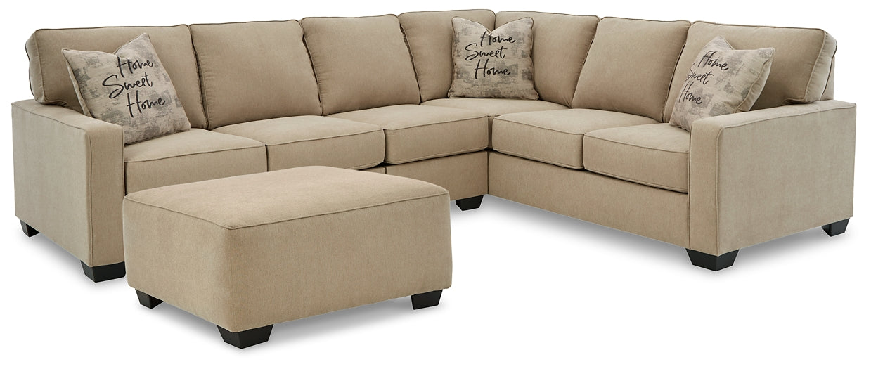 Lucina 3-Piece Sectional with Ottoman Rent Wise Rent To Own Jacksonville, Florida