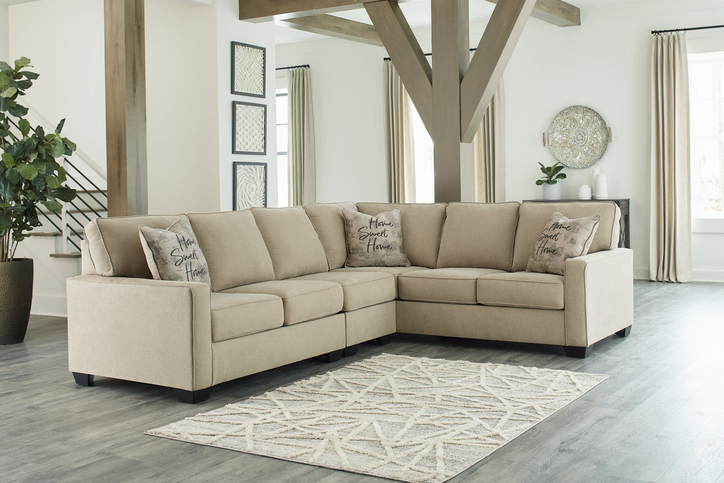 Lucina 3-Piece Sectional with Ottoman Rent Wise Rent To Own Jacksonville, Florida