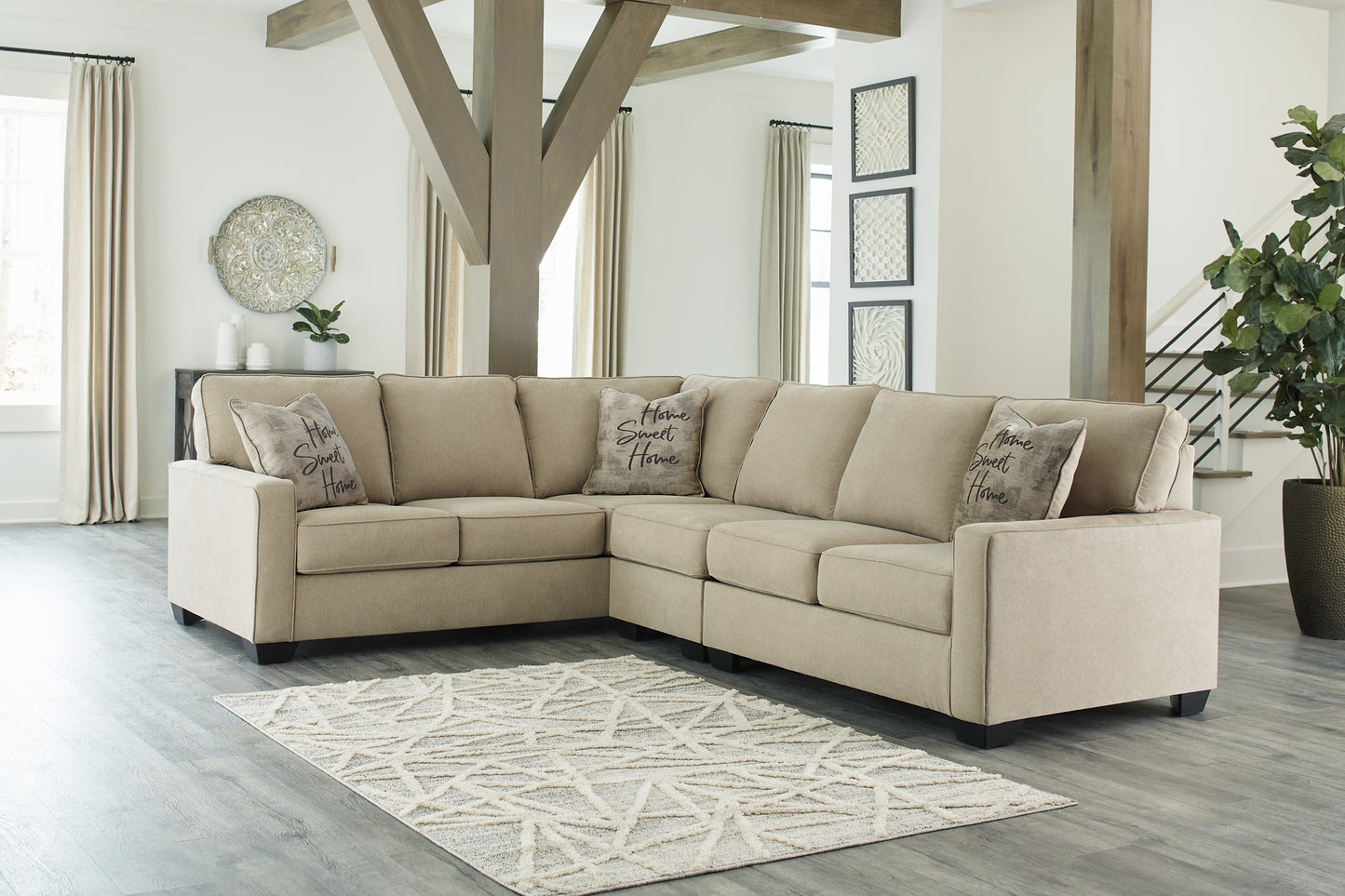 Lucina 3-Piece Sectional with Ottoman Rent Wise Rent To Own Jacksonville, Florida