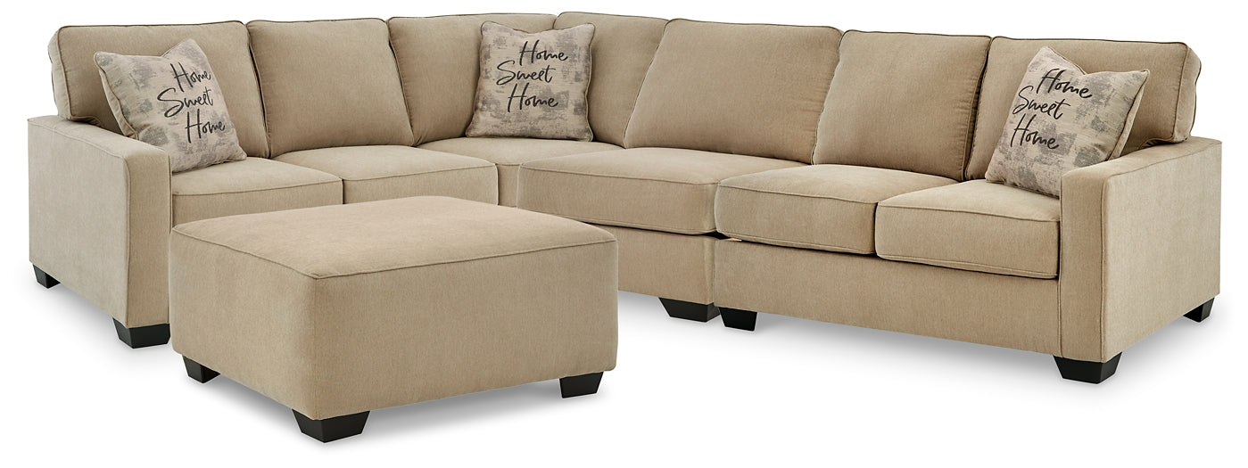 Lucina 3-Piece Sectional with Ottoman Rent Wise Rent To Own Jacksonville, Florida