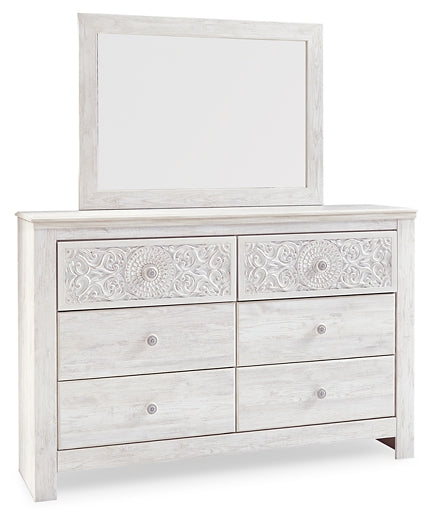 Paxberry King Panel Bed with Mirrored Dresser, Chest and 2 Nightstands Rent Wise Rent To Own Jacksonville, Florida