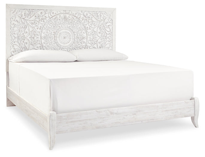 Paxberry King Panel Bed with Mirrored Dresser, Chest and 2 Nightstands Rent Wise Rent To Own Jacksonville, Florida