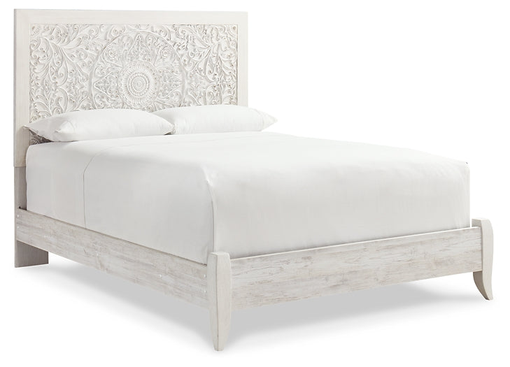 Paxberry Queen Panel Bed with Mirrored Dresser Rent Wise Rent To Own Jacksonville, Florida