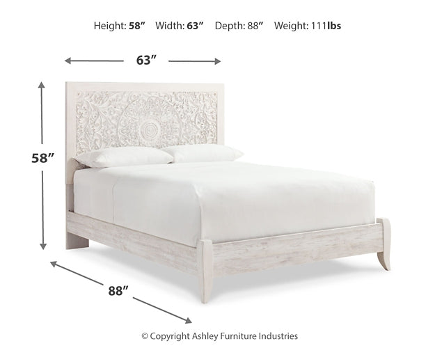 Paxberry Queen Panel Bed with Mirrored Dresser Rent Wise Rent To Own Jacksonville, Florida