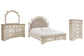 Realyn King Upholstered Bed with Mirrored Dresser and Chest Rent Wise Rent To Own Jacksonville, Florida