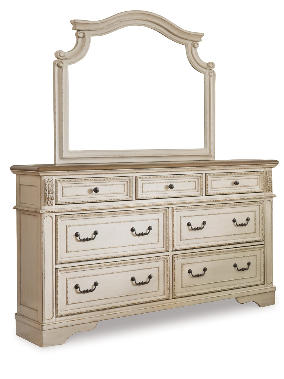 Realyn King Upholstered Bed with Mirrored Dresser and Chest Rent Wise Rent To Own Jacksonville, Florida