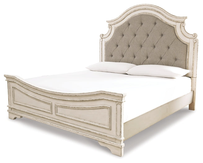 Realyn King Upholstered Panel Bed with Mirrored Dresser and 2 Nightstands Rent Wise Rent To Own Jacksonville, Florida