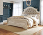 Realyn Queen Upholstered Panel Bed with Mirrored Dresser and 2 Nightstands Rent Wise Rent To Own Jacksonville, Florida