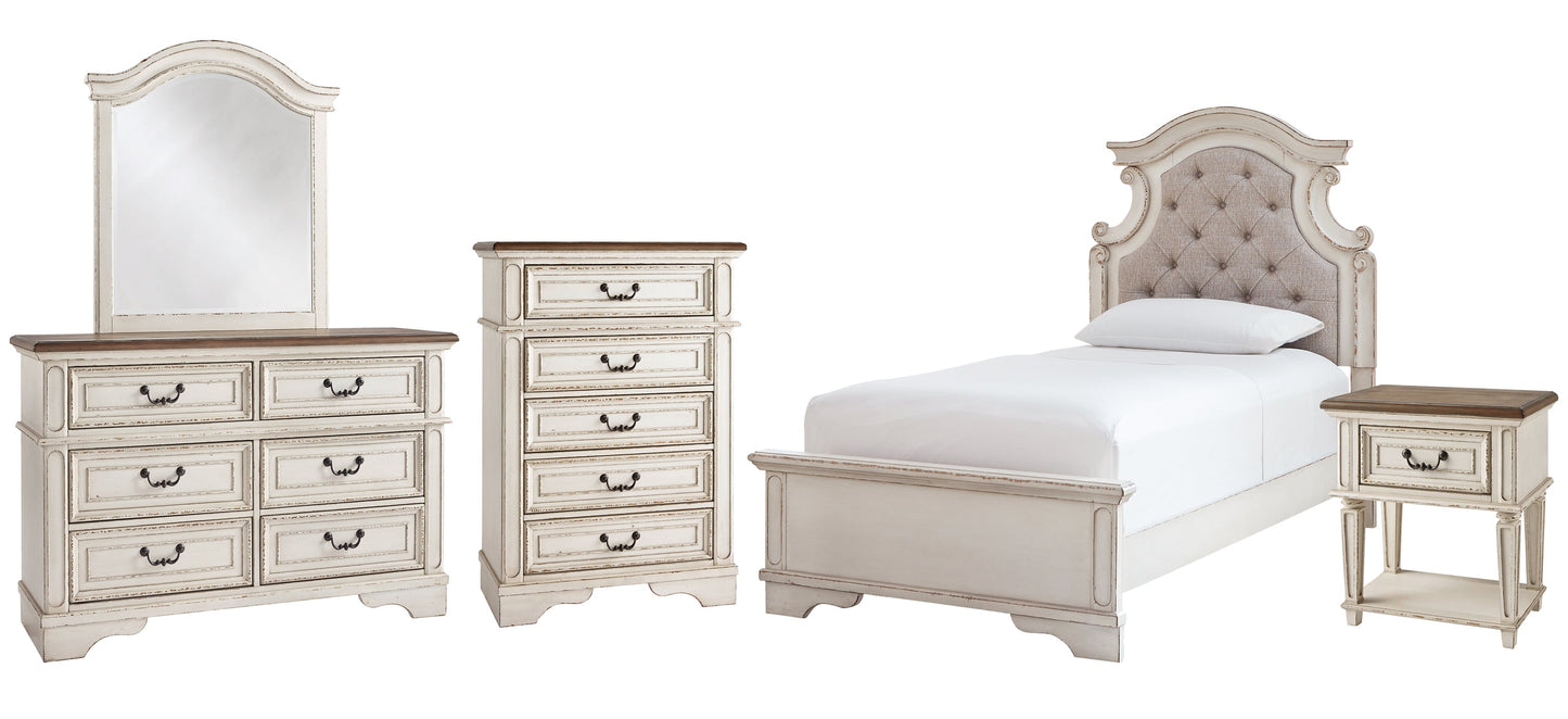 Realyn Twin Panel Bed with Mirrored Dresser, Chest and Nightstand Rent Wise Rent To Own Jacksonville, Florida