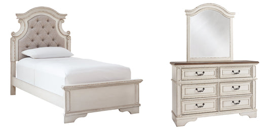 Realyn Twin Panel Bed with Mirrored Dresser Rent Wise Rent To Own Jacksonville, Florida