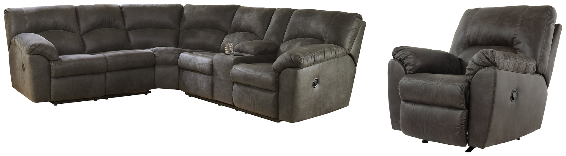 Tambo 2-Piece Sectional with Recliner Rent Wise Rent To Own Jacksonville, Florida