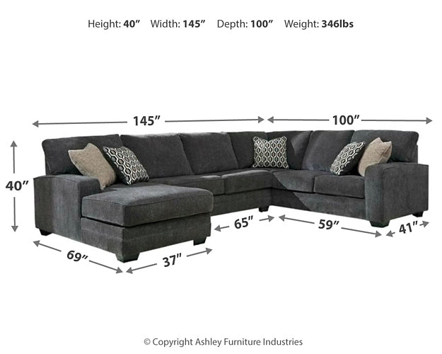 Tracling 3-Piece Sectional with Ottoman Rent Wise Rent To Own Jacksonville, Florida