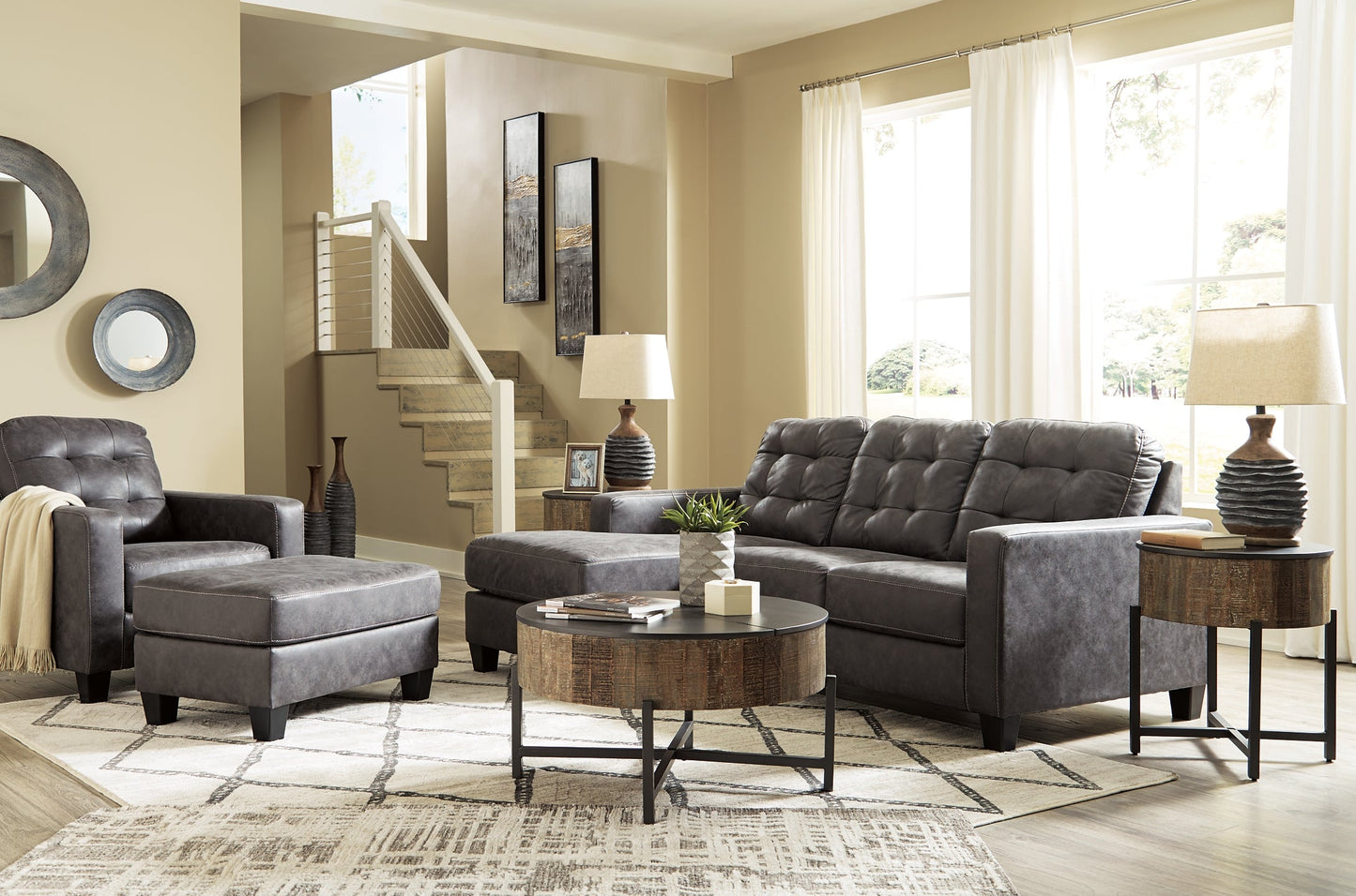 Venaldi Sofa Chaise, Chair, and Ottoman Rent Wise Rent To Own Jacksonville, Florida