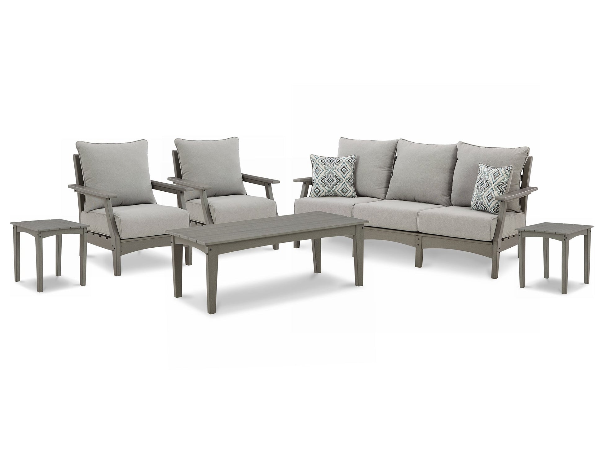 Visola Outdoor Sofa and  2 Lounge Chairs with Coffee Table and 2 End Tables Rent Wise Rent To Own Jacksonville, Florida