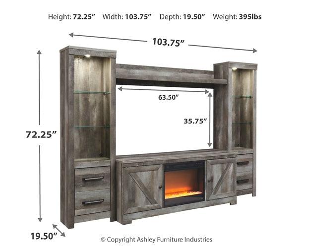 Wynnlow 4-Piece Entertainment Center with Electric Fireplace Rent Wise Rent To Own Jacksonville, Florida