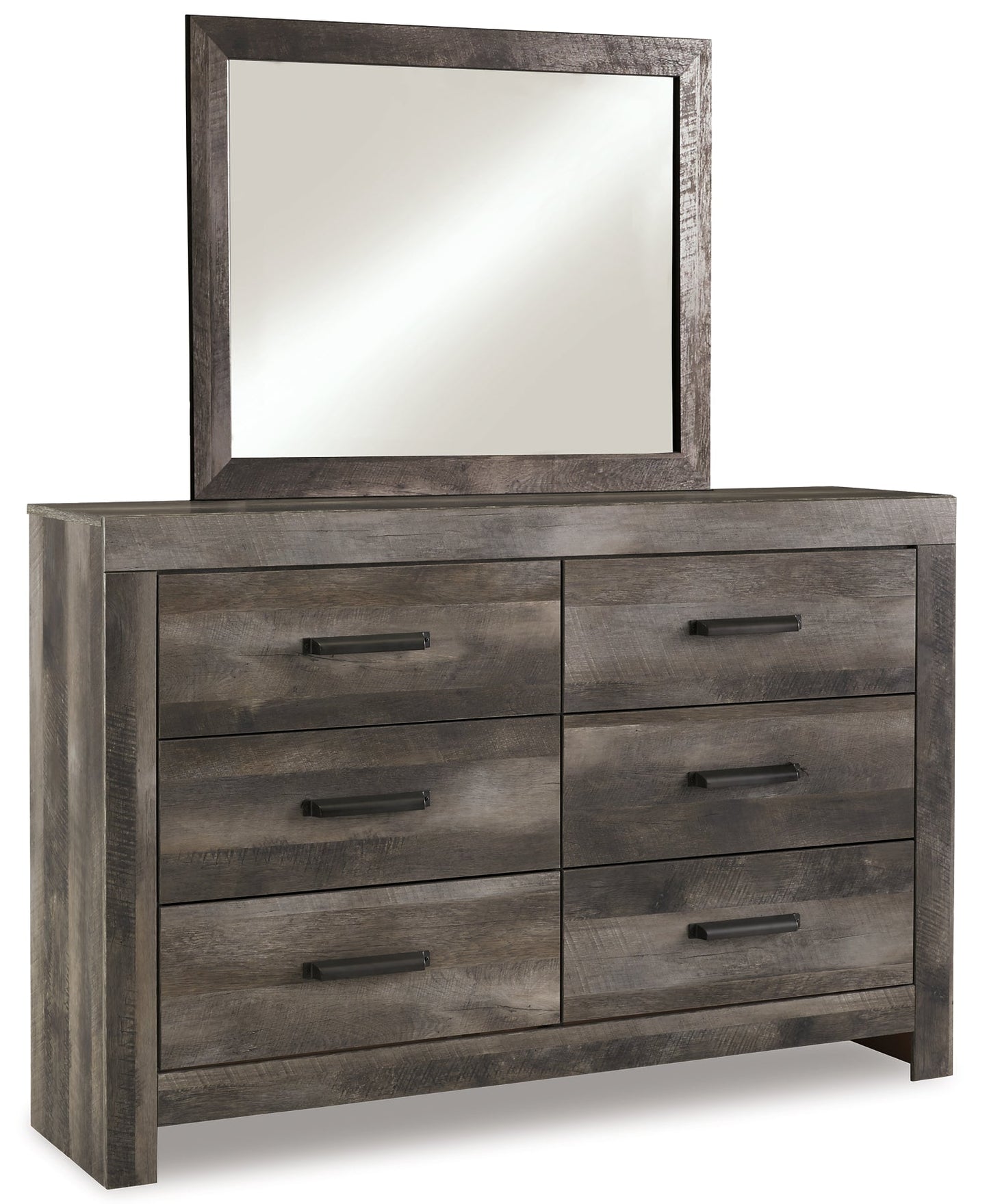 Wynnlow King Crossbuck Panel Bed with Mirrored Dresser and Chest Rent Wise Rent To Own Jacksonville, Florida