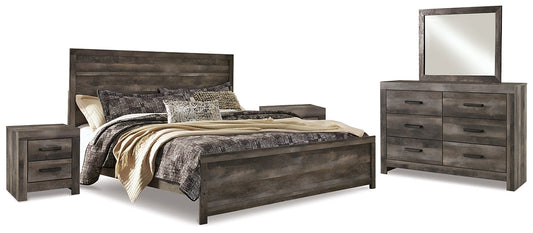 Wynnlow King Panel Bed with Mirrored Dresser and 2 Nightstands Rent Wise Rent To Own Jacksonville, Florida