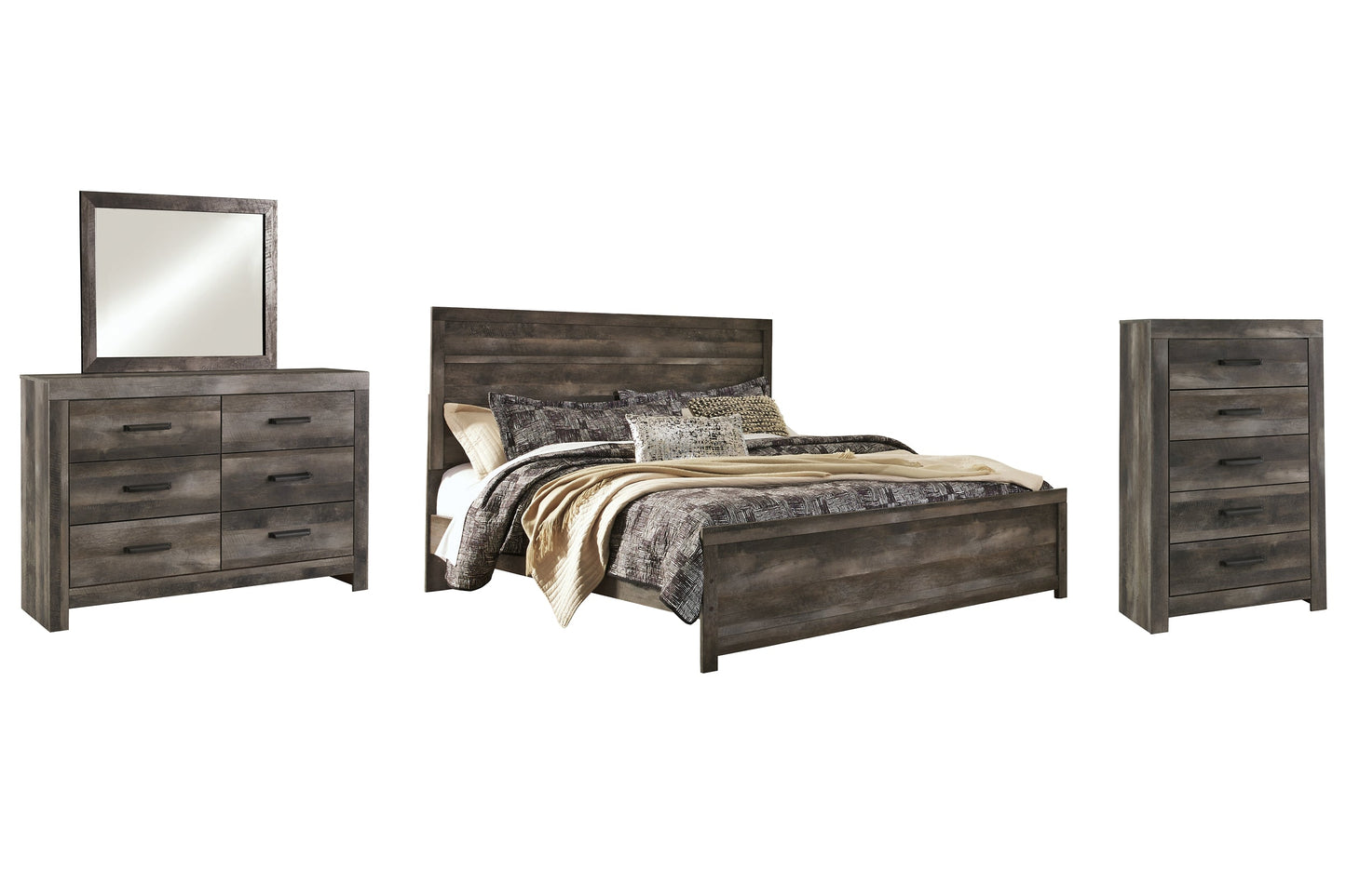 Wynnlow King Panel Bed with Mirrored Dresser and Chest Rent Wise Rent To Own Jacksonville, Florida