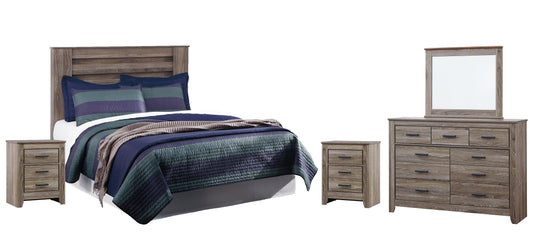 Zelen King/California King Panel Headboard with Mirrored Dresser and 2 Nightstands Rent Wise Rent To Own Jacksonville, Florida