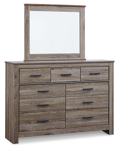 Zelen Queen/Full Panel Headboard with Mirrored Dresser and 2 Nightstands Rent Wise Rent To Own Jacksonville, Florida