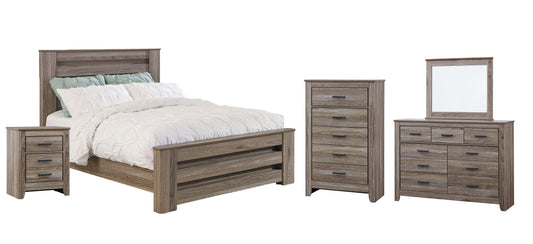 Zelen Queen Panel Bed with Mirrored Dresser, Chest and Nightstand Rent Wise Rent To Own Jacksonville, Florida