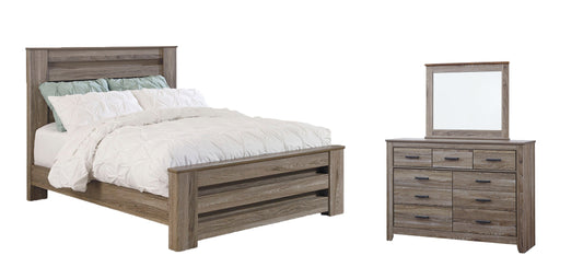 Zelen Queen Panel Bed with Mirrored Dresser Rent Wise Rent To Own Jacksonville, Florida