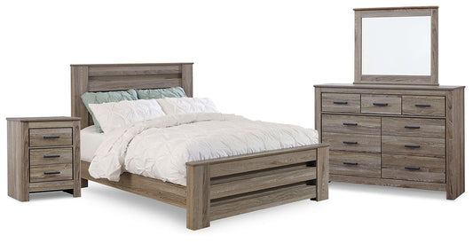 Zelen Queen Panel Bed with Mirrored Dresser and Nightstand Rent Wise Rent To Own Jacksonville, Florida