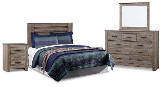 Zelen Queen Panel Headboard with Mirrored Dresser and Nightstand Rent Wise Rent To Own Jacksonville, Florida