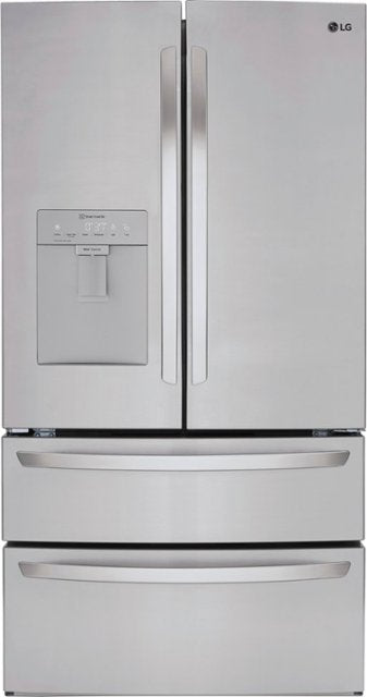 LG - 28.6 Cu. Ft. 4-Door French Door Smart Refrigerator with Water Dispenser - Stainless Steel