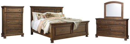 Flynnter  Panel Bed With Mirrored Dresser And Chest