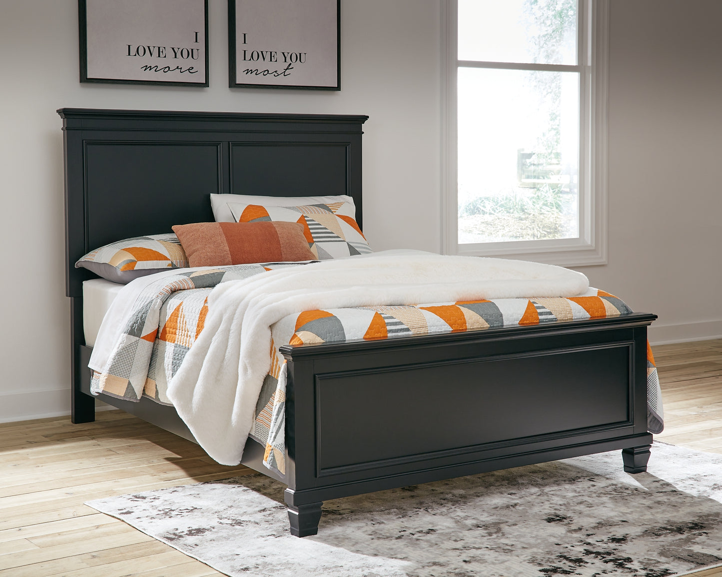 Lanolee  Panel Bed With Mirrored Dresser