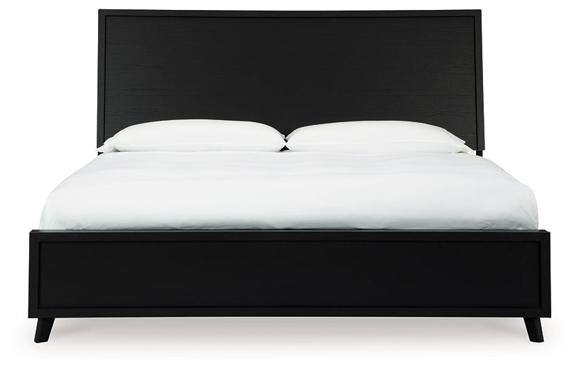 Danziar  Panel Bed With Mirrored Dresser And 2 Nightstands